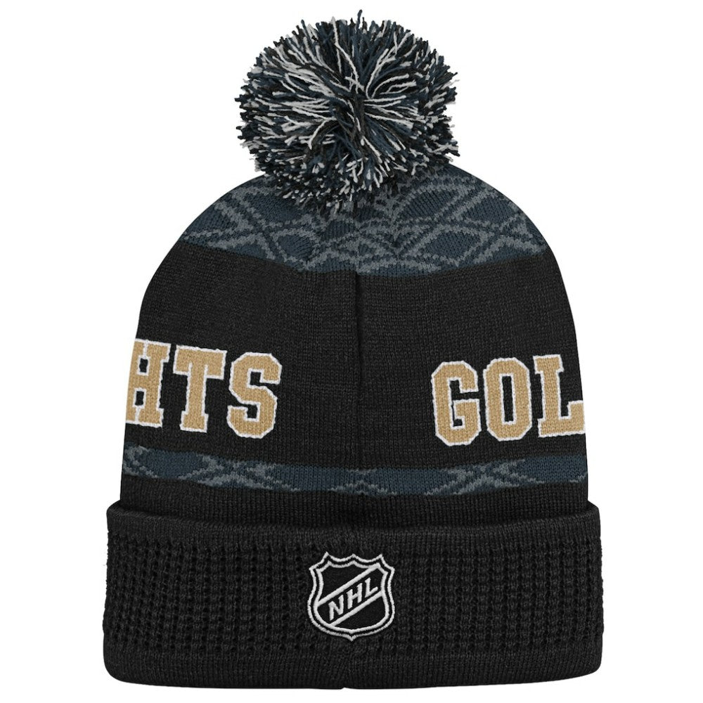 Vegas Golden Knights Youth Puck Cuffed Knit Hat with Pom - Black - NHL 200025337