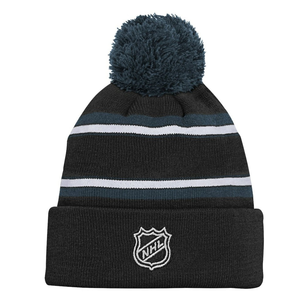 Vegas Golden Knights Youth Jacquard Cuffed Knit Hat with Pom - Black - NHL 200025349