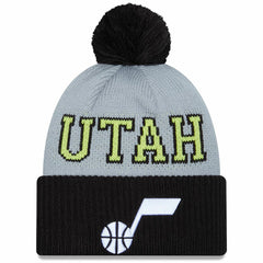 Utah Jazz Tip-Off Two-Tone Cuffed Knit Hat with Pom Black/Gray | New Era Lifestyle