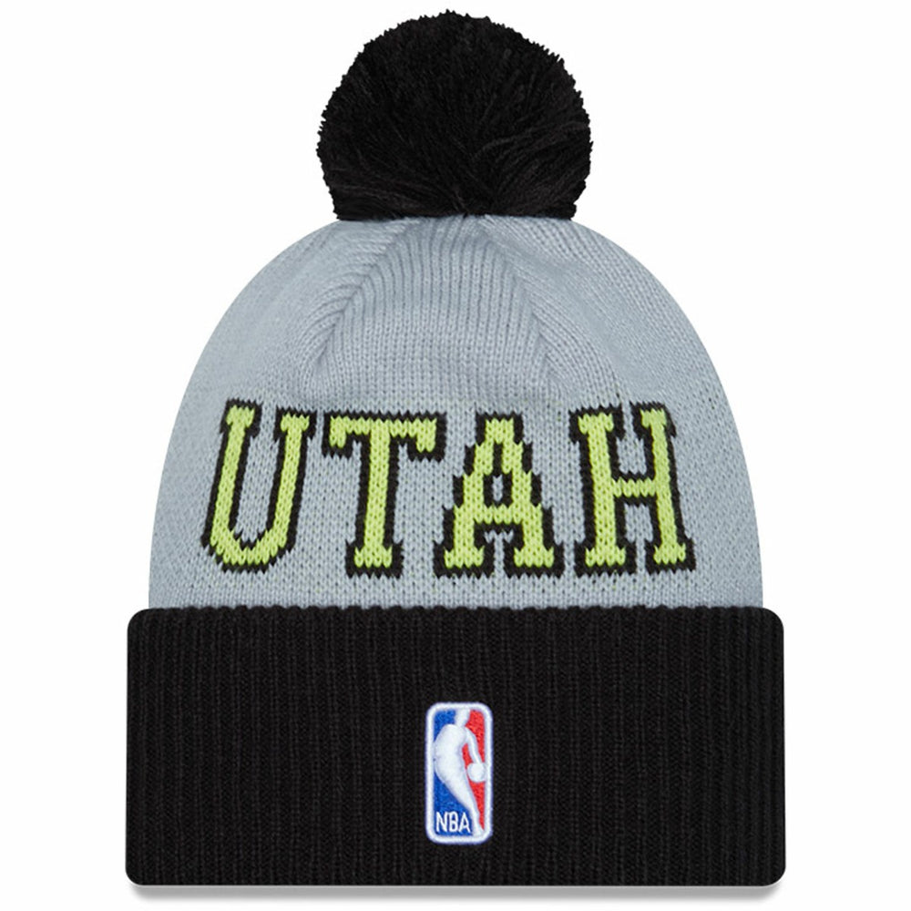 Utah Jazz Tip-Off Two-Tone Cuffed Knit Hat with Pom Black/Gray | New Era Lifestyle
