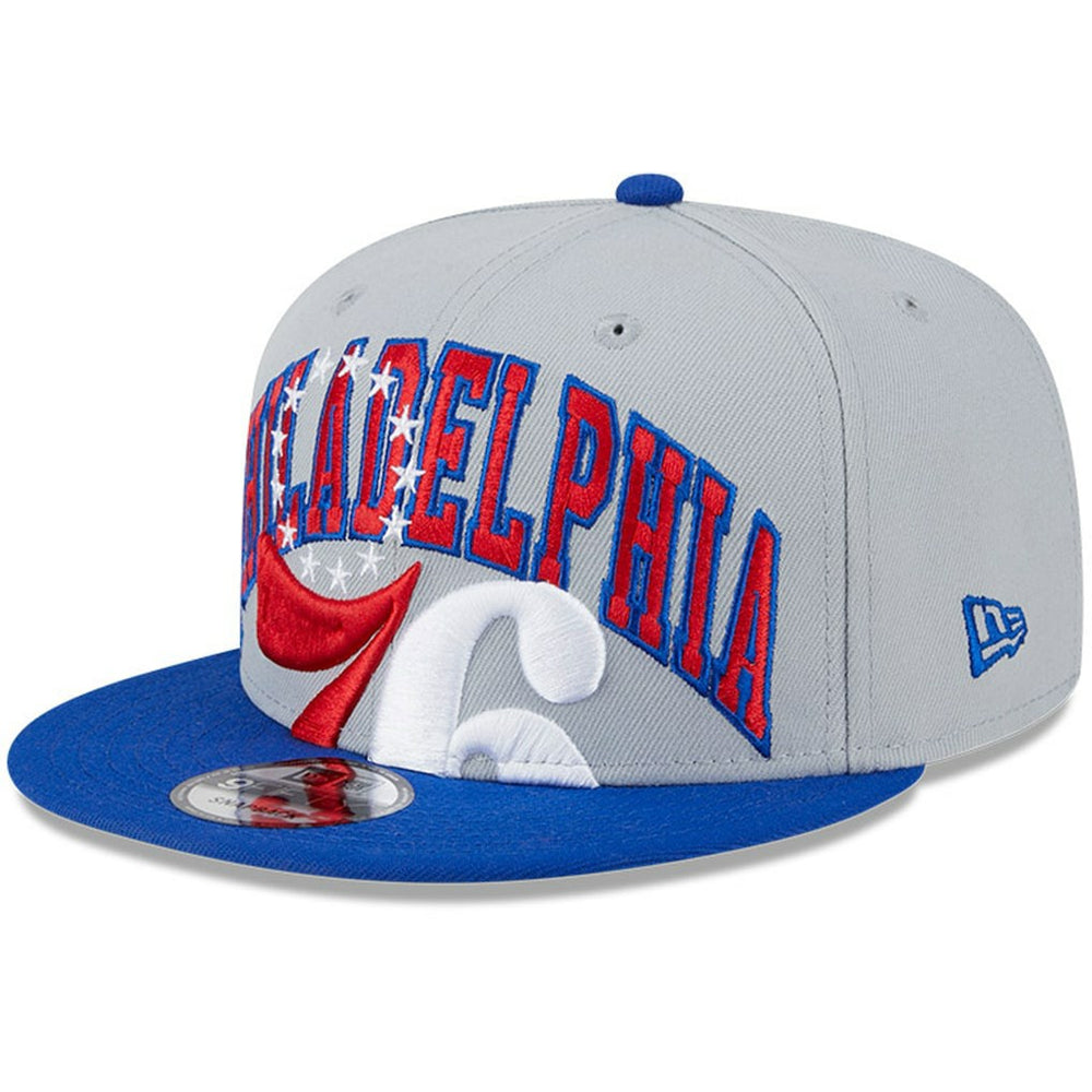 Philadelphia 76ers Tip-Off Two-Tone 9FIFTY Snapback Hat Gray/Royal | New Era for sale