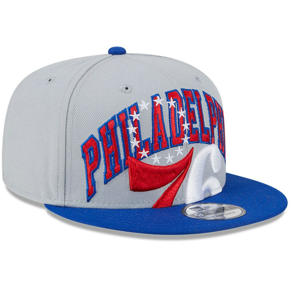 Philadelphia 76ers Tip-Off Two-Tone 9FIFTY Snapback Hat Gray/Royal | New Era for sale