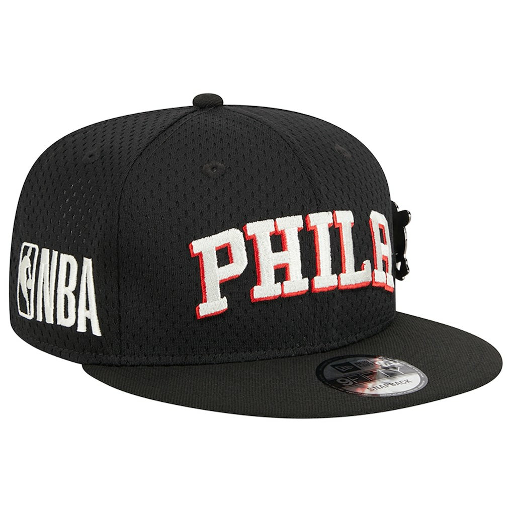 Philadelphia 76ers Post-Up Pin Mesh 9FIFTY Snapback Hat Black | New Era for sale