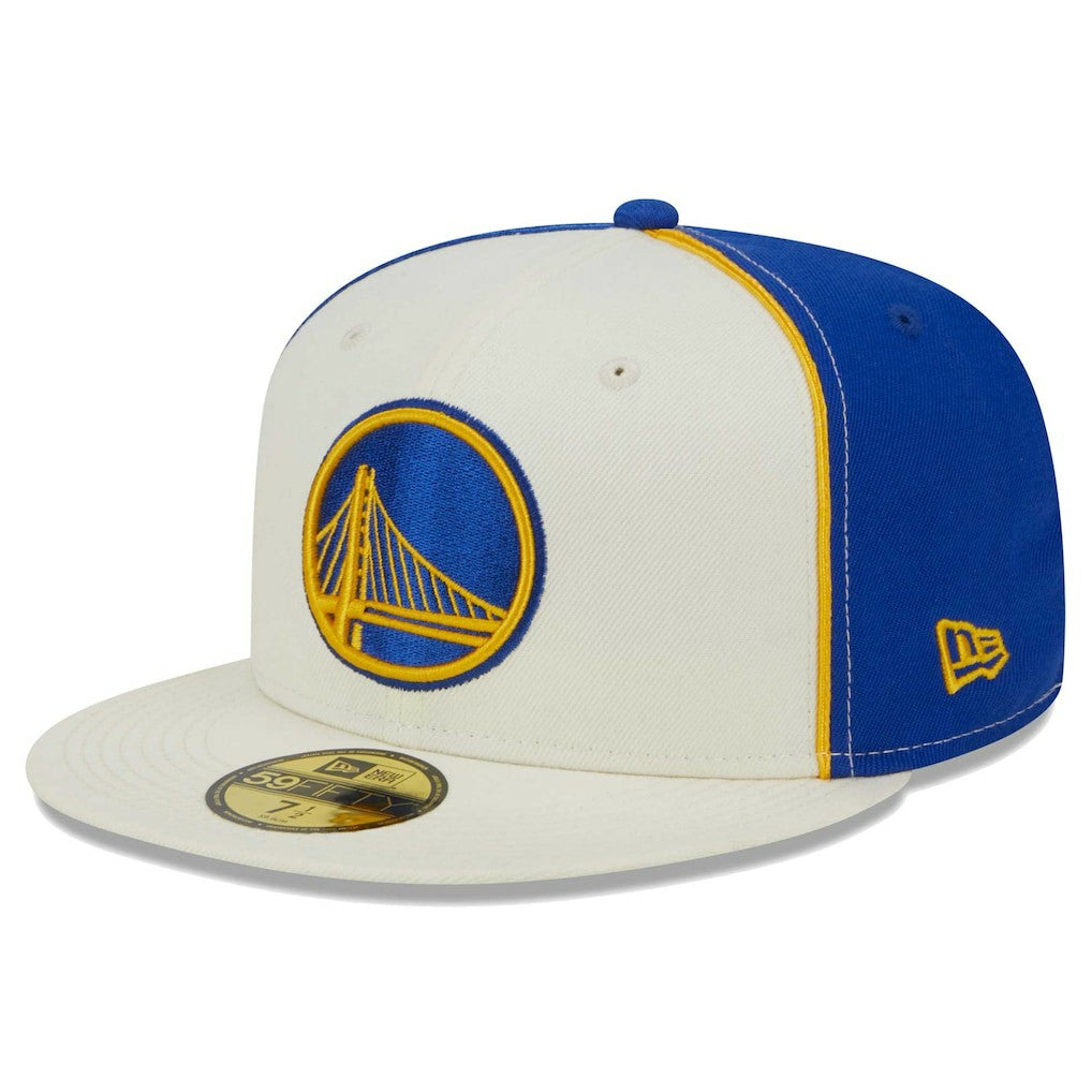 Golden State Warriors Piped Pop Panel 59FIFTY Fitted Hat for sale Cream | New Era US