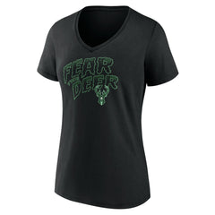 Milwaukee Bucks Women's Team Pride V-Neck T-Shirt Black