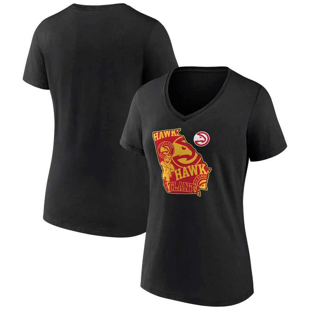 Atlanta Hawks Women's Announcer V-Neck T-Shirt Black