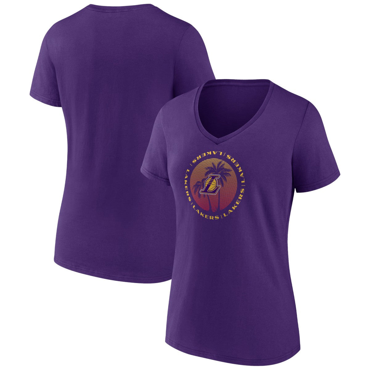 Los Angeles Lakers Women's Announcer V-Neck T-Shirt Purple