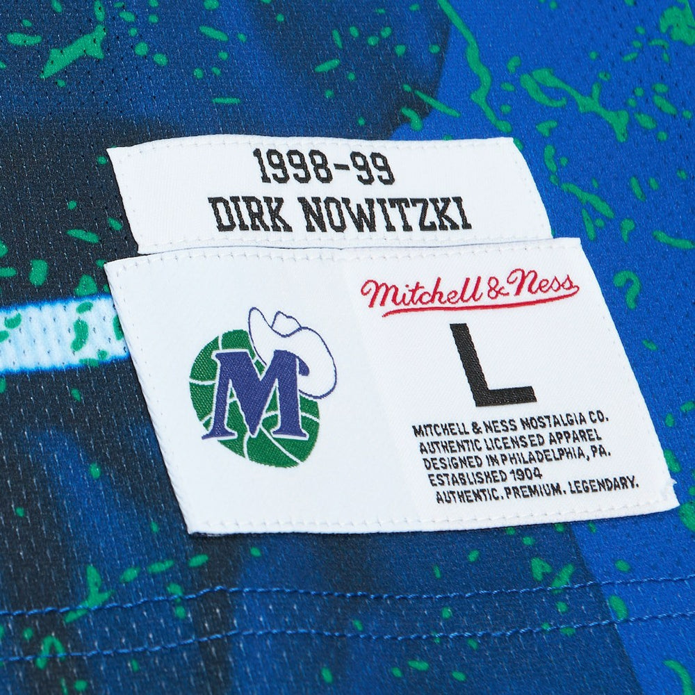 Dirk Nowitzki Dallas Mavericks Hardwood Classics Player Burst Tank Top for sale Blue | Mitchell & Ness online