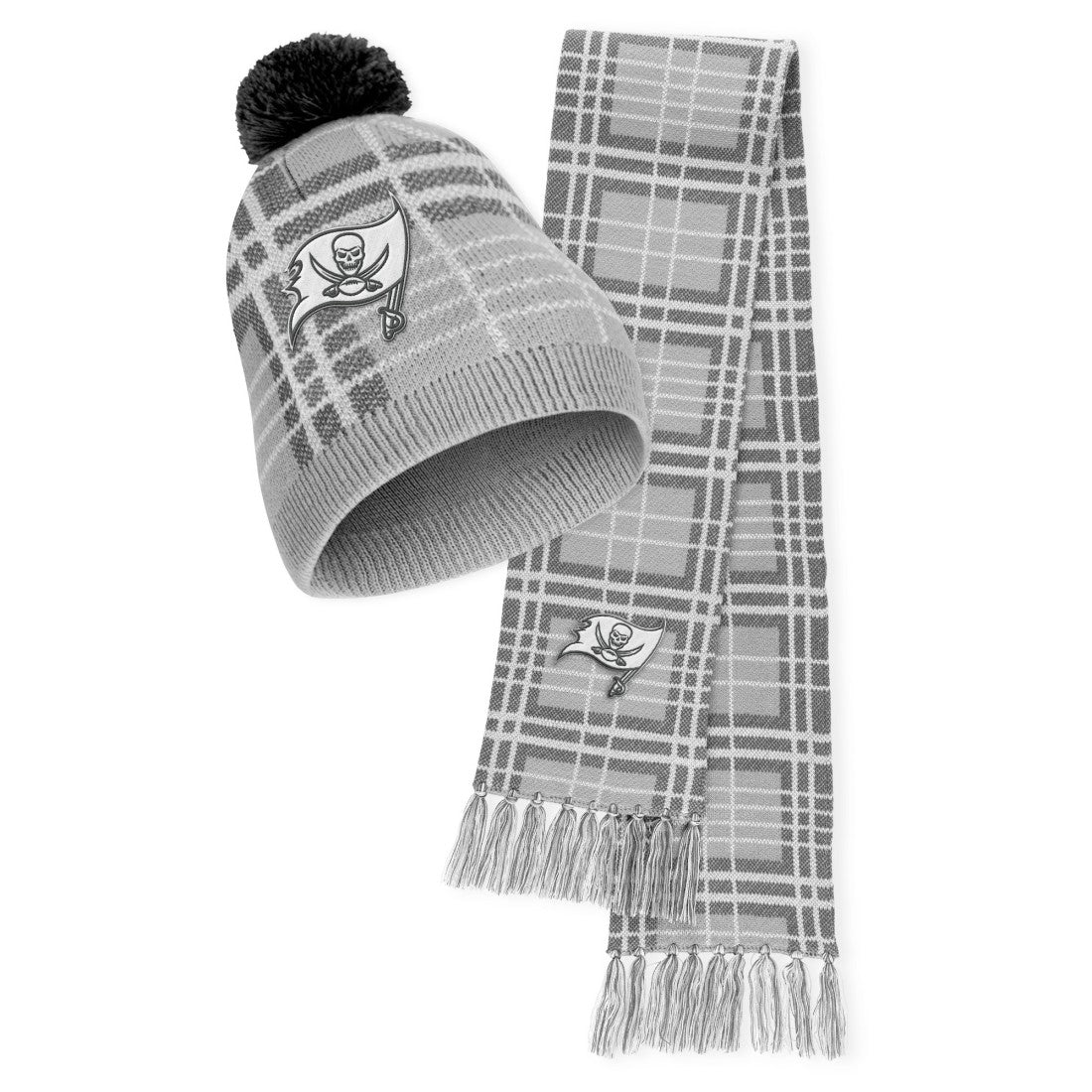 Tampa Bay Buccaneers WEAR by Erin Andrews Women's Plaid Knit Hat with Pom & Scarf Set