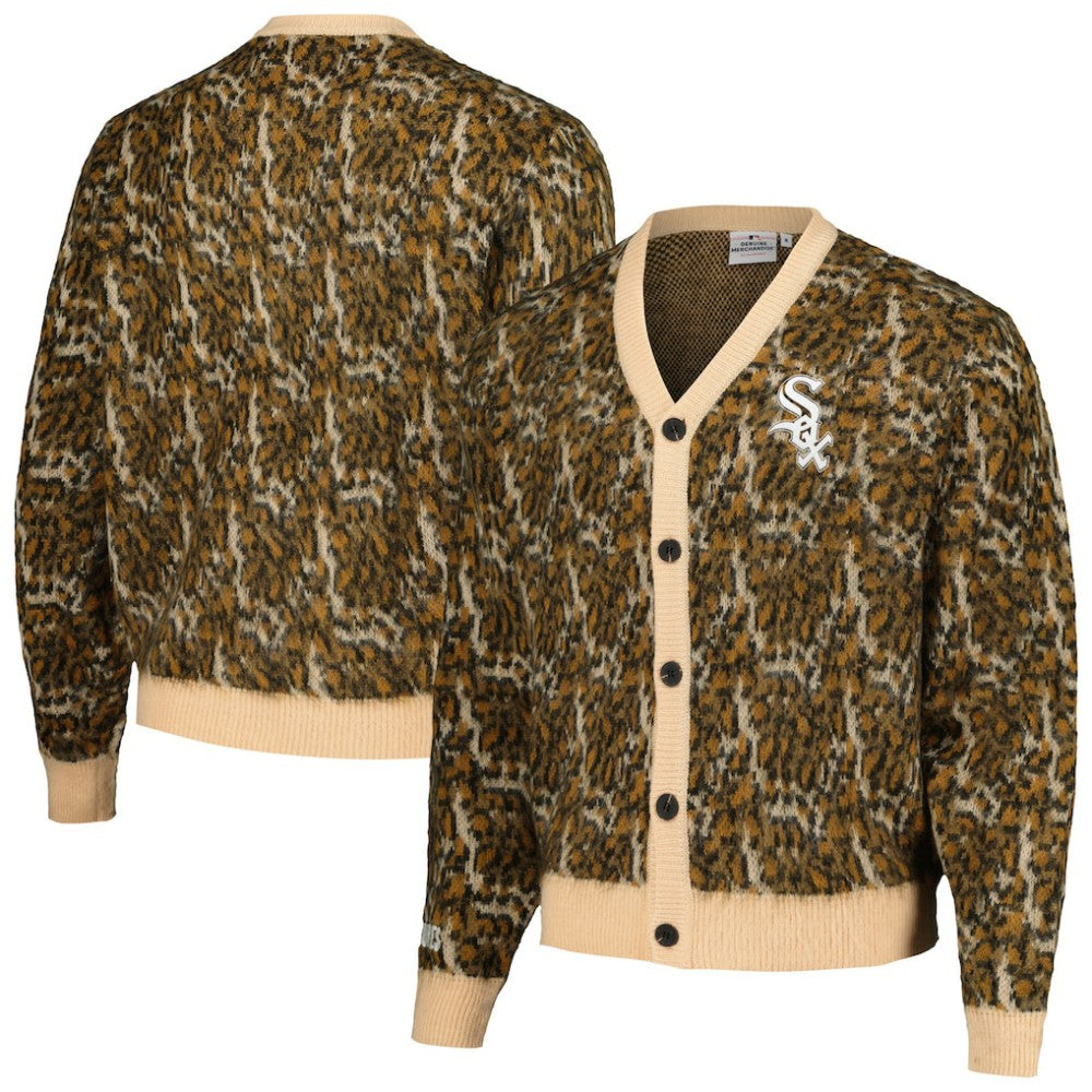 Chicago White Sox PLEASURES Cheetah Cardigan Button-Up Sweater - Brown - MLB on Sale