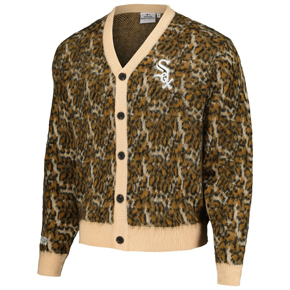 Chicago White Sox PLEASURES Cheetah Cardigan Button-Up Sweater - Brown - MLB on Sale