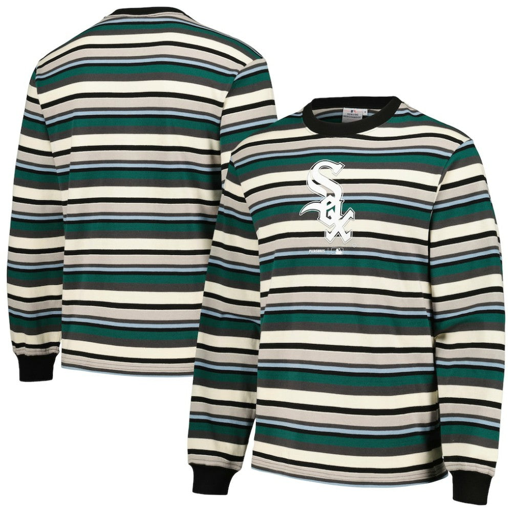 Chicago White Sox PLEASURES Ballpark Long Sleeve T-Shirt - Cream/Green - MLB Discount