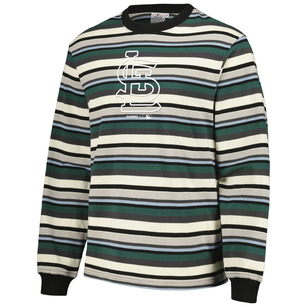 St. Louis Cardinals PLEASURES Ballpark Long Sleeve T-Shirt - Cream/Green - MLB Lifestyle