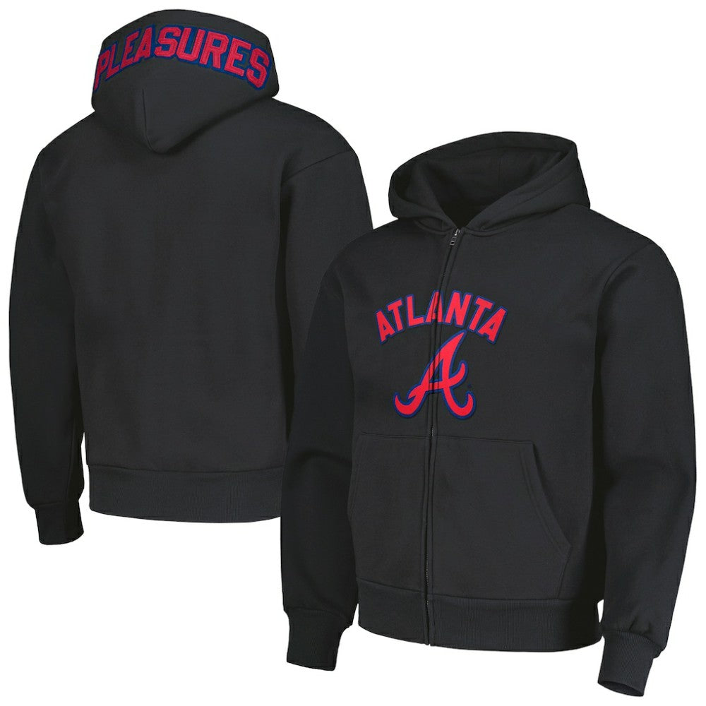 Atlanta Braves PLEASURES Opening Day Full-Zip Hoodie - Black - MLB Lifestyle