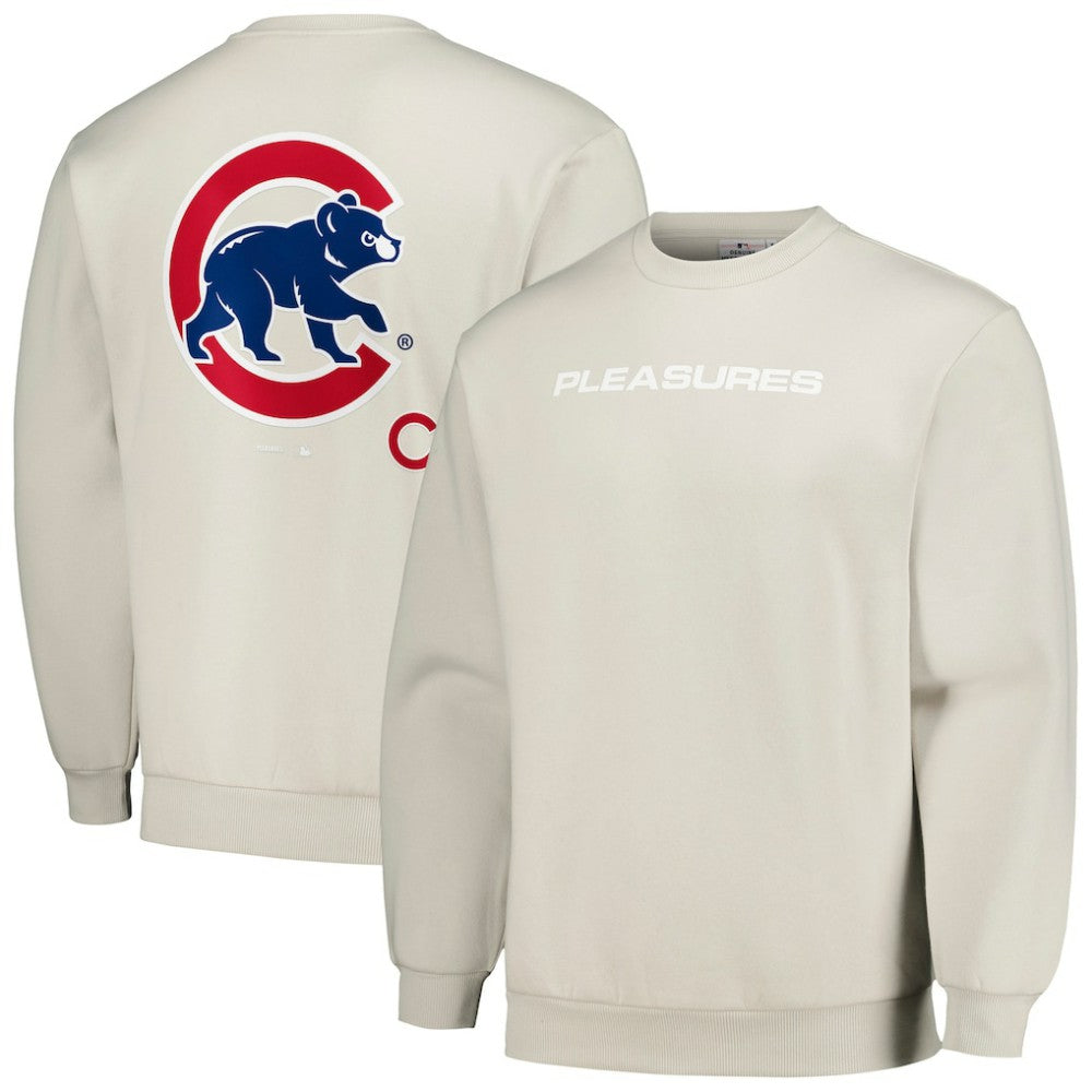 Chicago Cubs PLEASURES Ballpark Pullover Sweatshirt - Gray - MLB on Sale