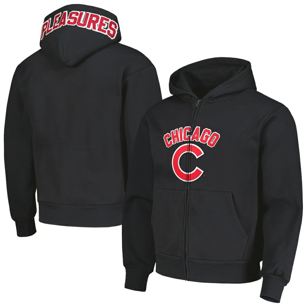 Chicago Cubs PLEASURES Opening Day Full-Zip Hoodie - Black - MLB Sale