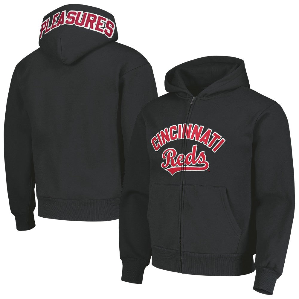 Cincinnati Reds PLEASURES Opening Day Full-Zip Hoodie - Black - MLB Sale