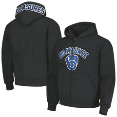 Milwaukee Brewers PLEASURES Opening Day Full-Zip Hoodie - Black - MLB Discount
