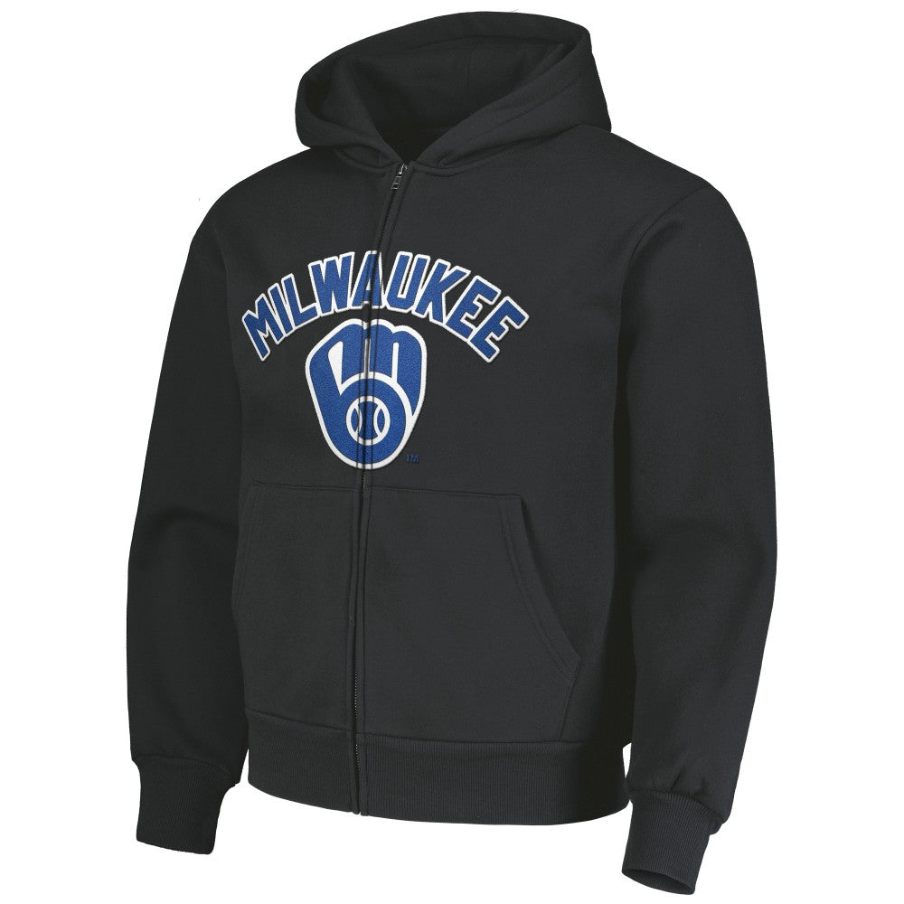 Milwaukee Brewers PLEASURES Opening Day Full-Zip Hoodie - Black - MLB Discount