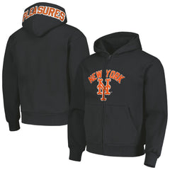 New York Mets PLEASURES Opening Day Full-Zip Hoodie - Black - MLB Discount