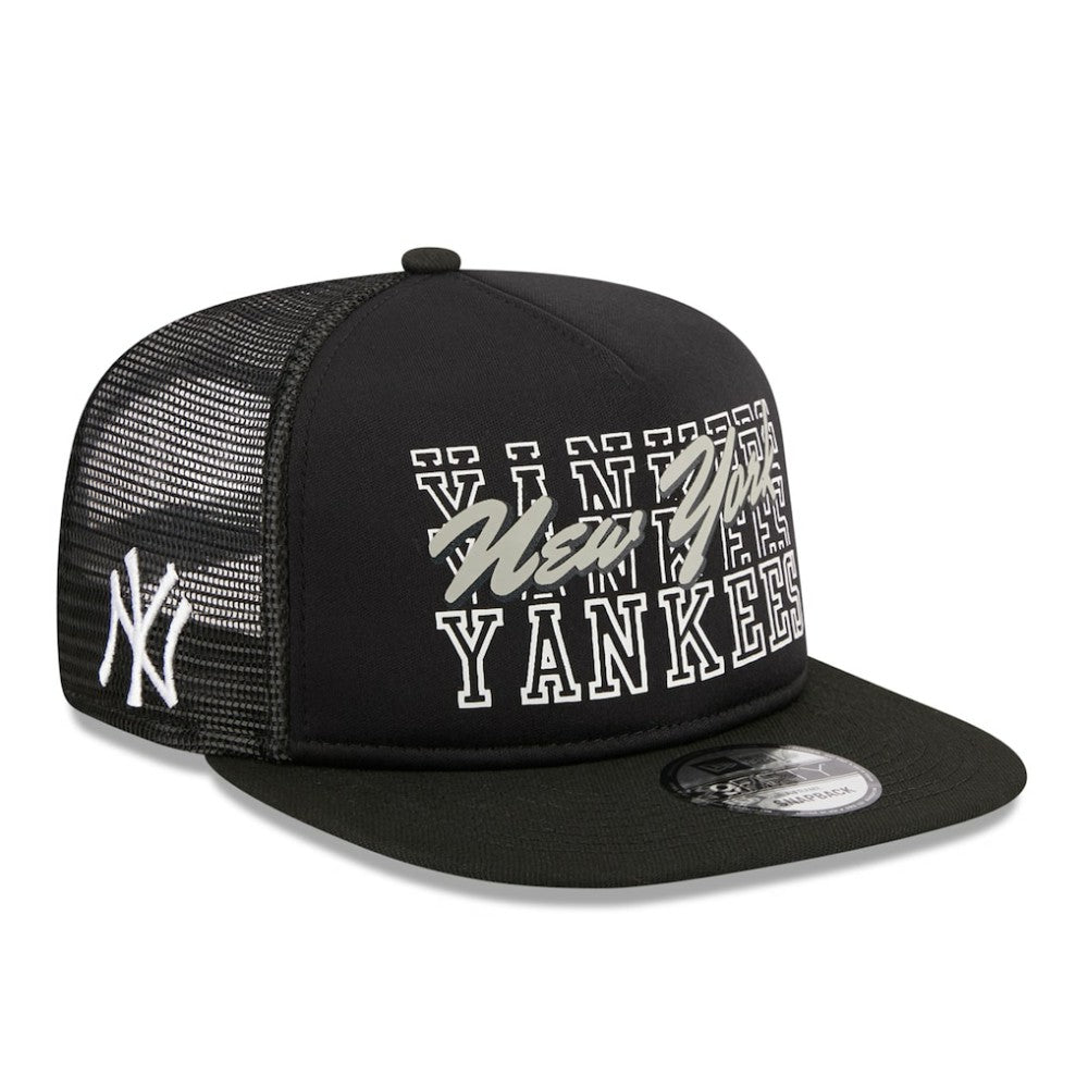 New York Yankees New Era  Street Team A-Frame Trucker 9FIFTY Snapback Hat - Black - New Era Lifestyle