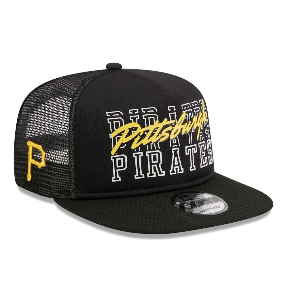 Pittsburgh Pirates New Era  Street Team A-Frame Trucker 9FIFTY Snapback Hat - Black - New Era Lifestyle