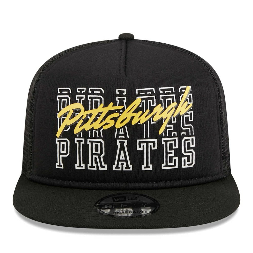 Pittsburgh Pirates New Era  Street Team A-Frame Trucker 9FIFTY Snapback Hat - Black - New Era Lifestyle