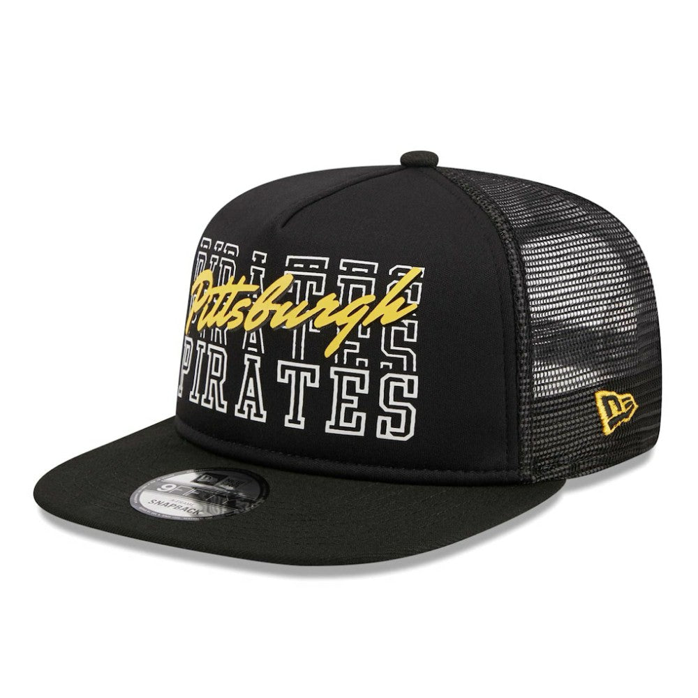 Pittsburgh Pirates New Era  Street Team A-Frame Trucker 9FIFTY Snapback Hat - Black - New Era Lifestyle