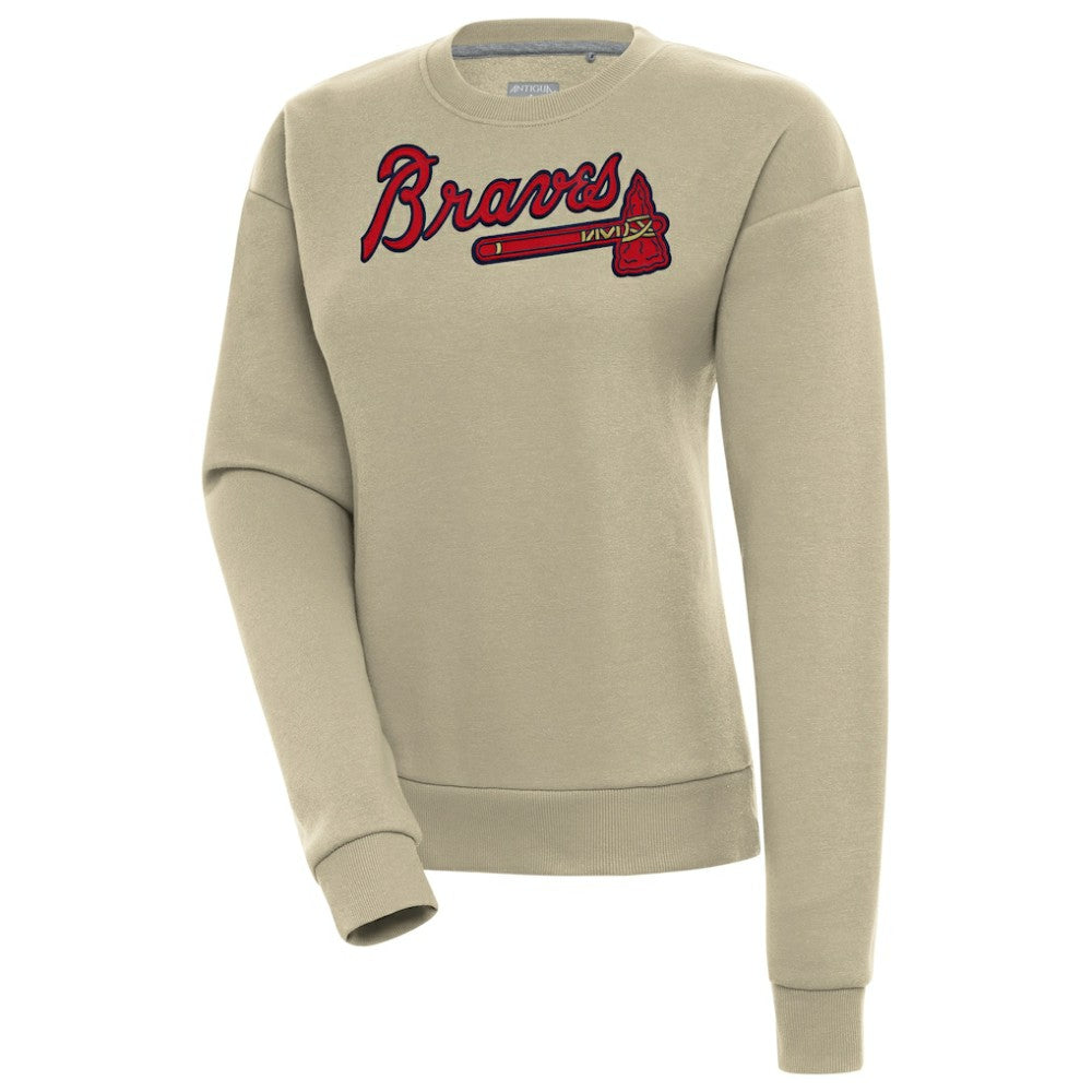 Atlanta Braves Antigua Women's Victory Pullover Sweatshirt - Khaki - MLB Online