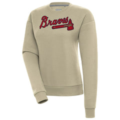 Atlanta Braves Antigua Women's Victory Pullover Sweatshirt - Khaki - MLB Online