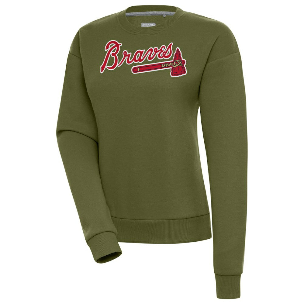 Atlanta Braves Antigua Women's Victory Pullover Sweatshirt - Olive - MLB on Sale