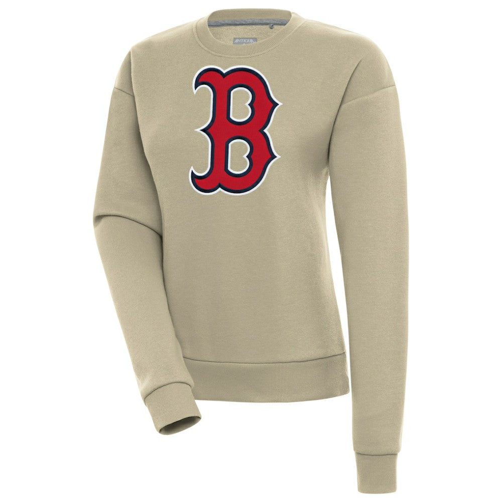 Boston Red Sox Antigua Women's Victory Pullover Sweatshirt - Khaki - MLB Lifestyle