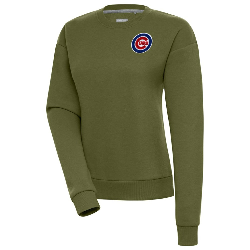 Chicago Cubs Antigua Women's Victory Pullover Sweatshirt - Olive - MLB Discount