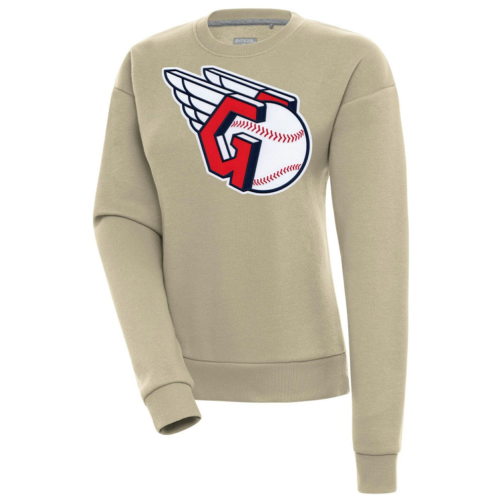 Cleveland Guardians Antigua Women's Victory Pullover Sweatshirt - Khaki - MLB Lifestyle