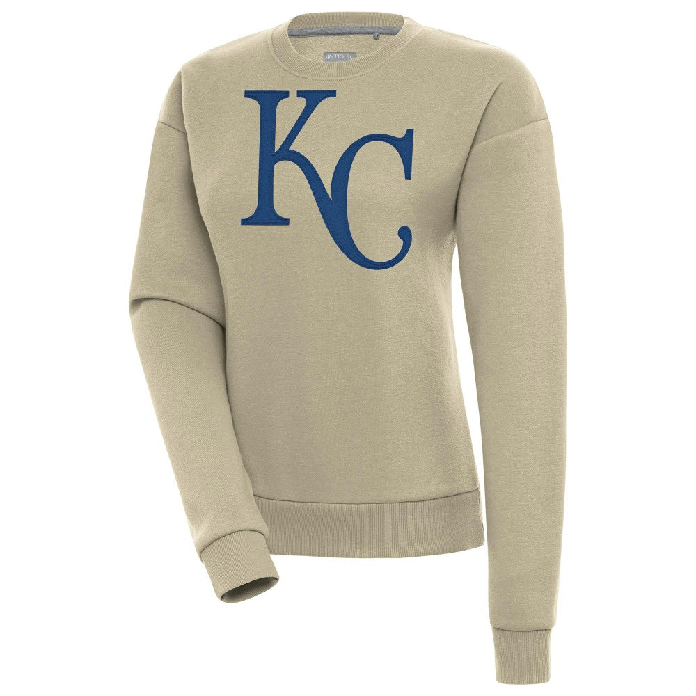 Kansas City Royals Antigua Women's Victory Pullover Sweatshirt - Khaki - MLB Discount