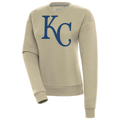 Kansas City Royals Antigua Women's Victory Pullover Sweatshirt - Khaki - MLB Discount