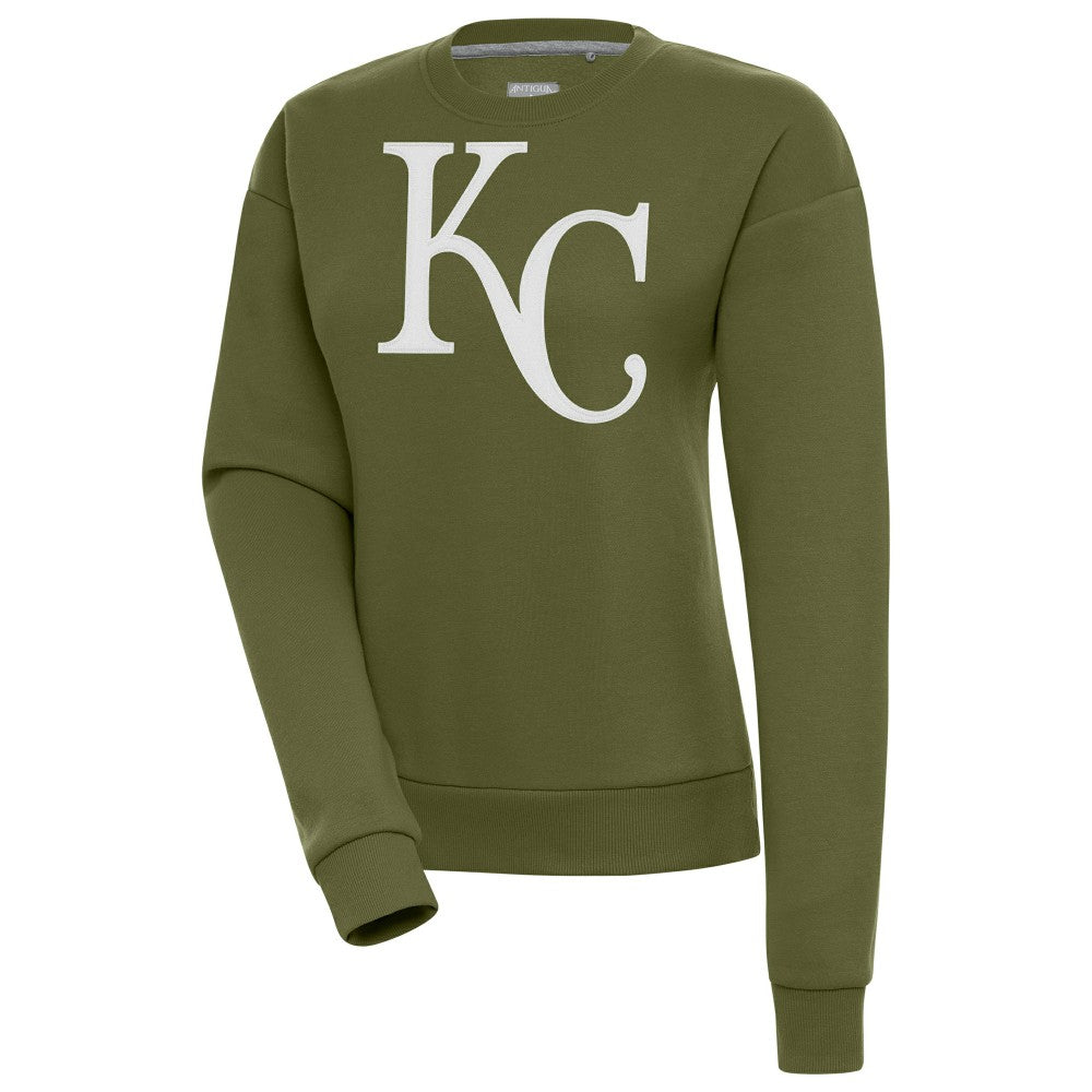 Kansas City Royals Antigua Women's Victory Pullover Sweatshirt - Olive - MLB Sale