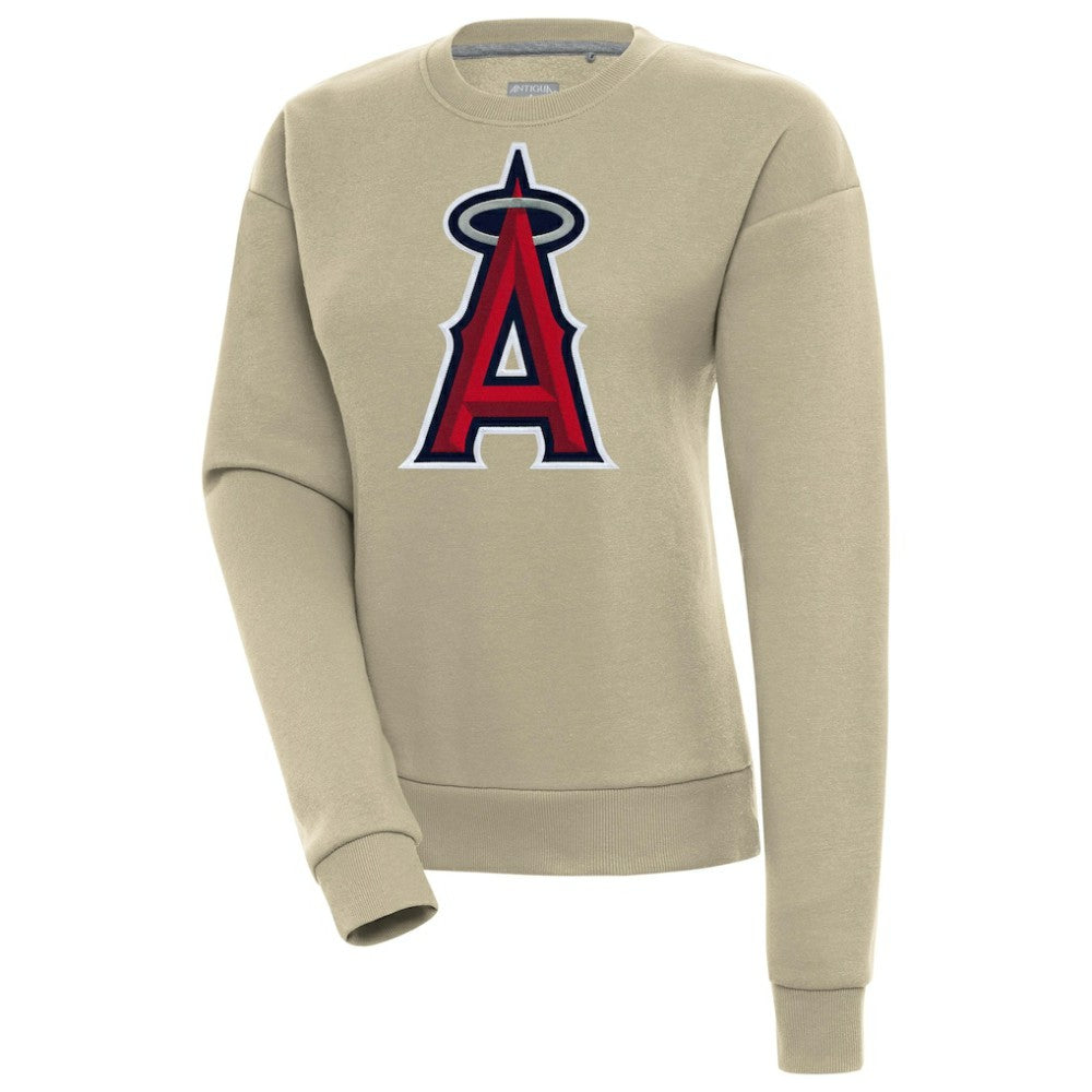 Los Angeles Angels Antigua Women's Victory Pullover Sweatshirt - Khaki - MLB Lifestyle