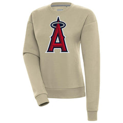 Los Angeles Angels Antigua Women's Victory Pullover Sweatshirt - Khaki - MLB Lifestyle