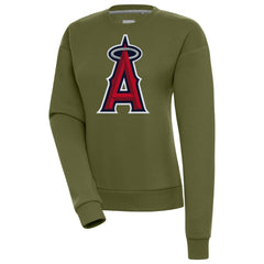 Los Angeles Angels Antigua Women's Victory Pullover Sweatshirt - Olive - MLB Discount