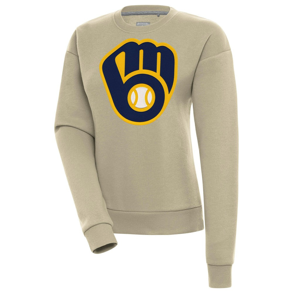 Milwaukee Brewers Antigua Women's Victory Pullover Sweatshirt - Khaki - MLB Sale