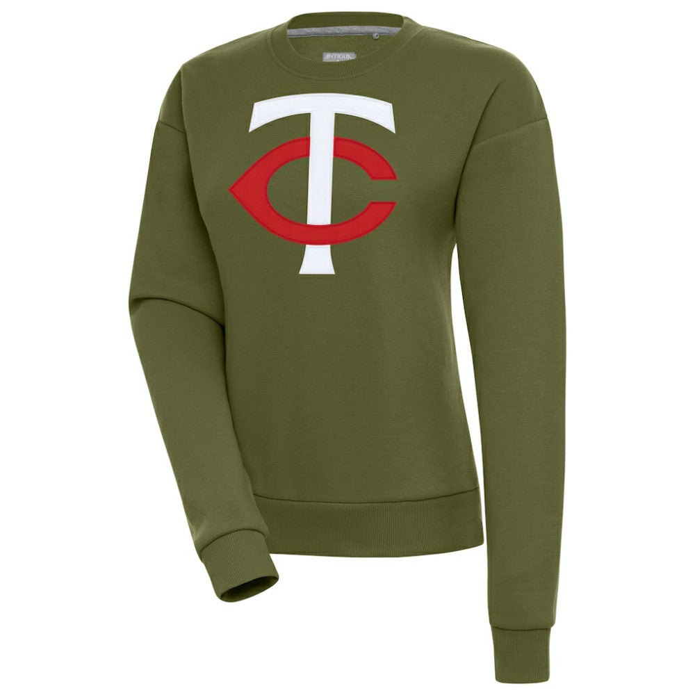 Minnesota Twins Antigua Women's Victory Pullover Sweatshirt - Olive - MLB Discount