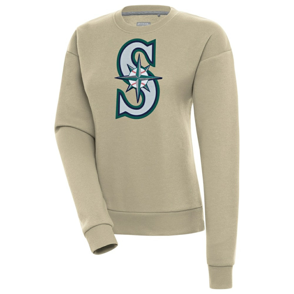Seattle Mariners Antigua Women's Victory Pullover Sweatshirt - Khaki - MLB Discount