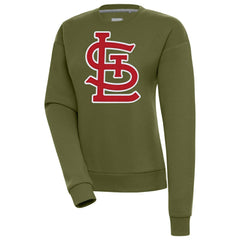 St. Louis Cardinals Antigua Women's Victory Pullover Sweatshirt - Olive - MLB Discount