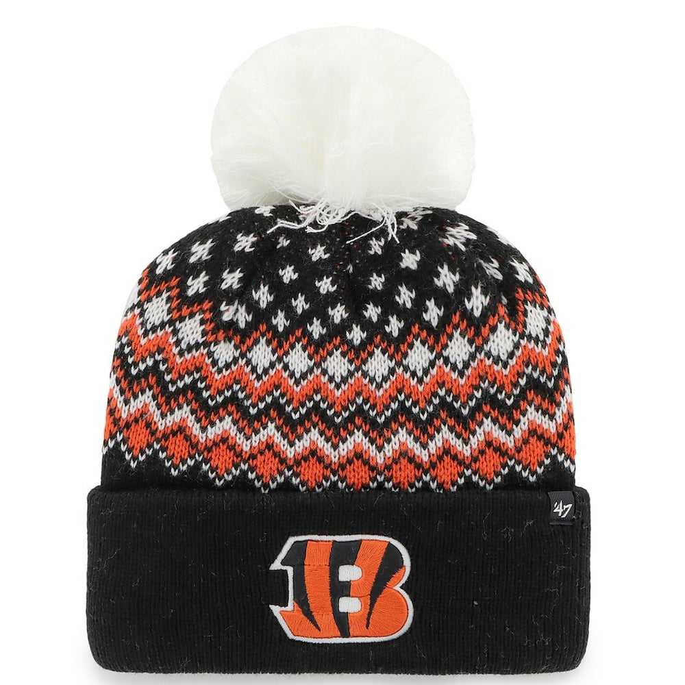 47 brand Cincinnati Bengals '47 Women's Elsa Cuffed Knit Hat with Pom Black