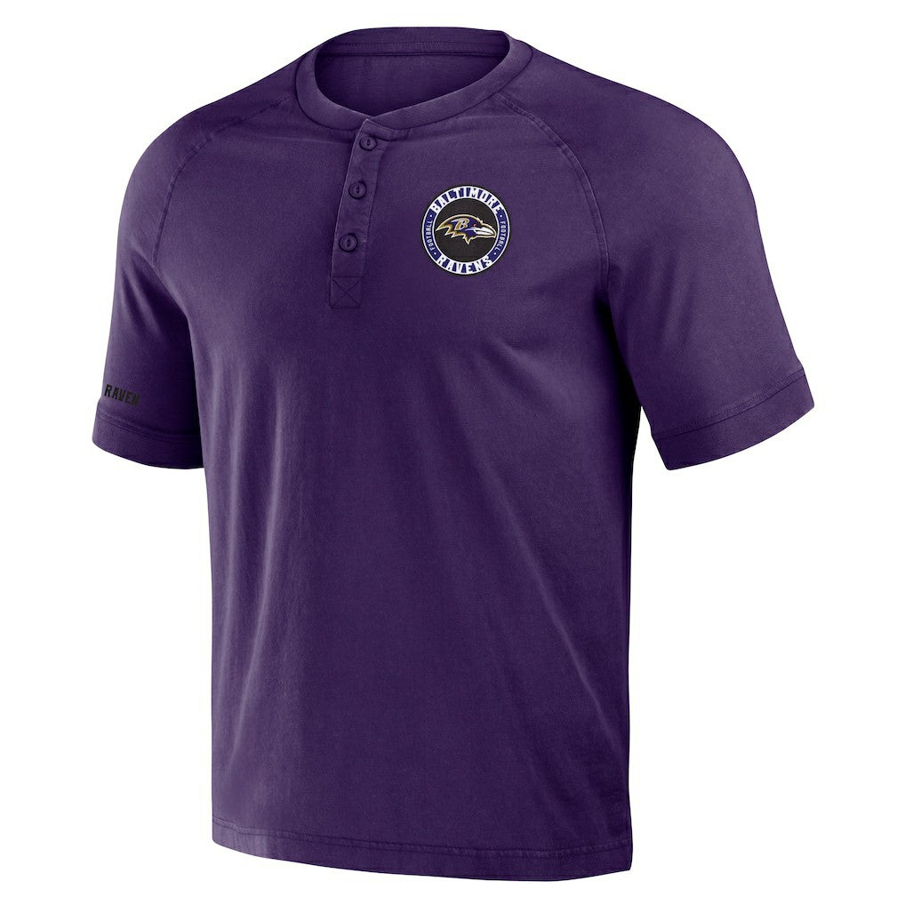 Fanatics Baltimore Ravens NFL x Darius Rucker Collection Washed Raglan Henley T-Shirt Purple