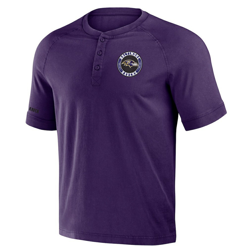 Fanatics Baltimore Ravens NFL x Darius Rucker Collection Washed Raglan Henley T-Shirt Purple