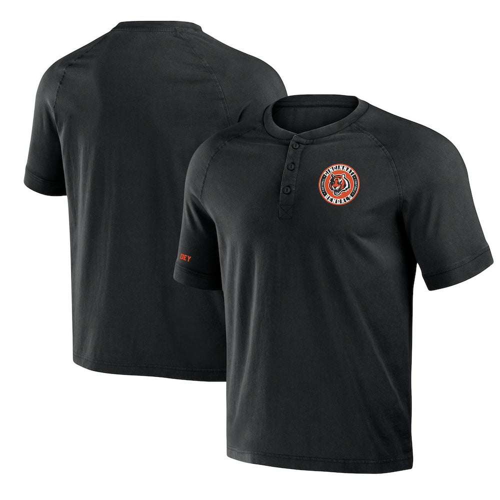 Fanatics Cincinnati Bengals NFL x Darius Rucker Collection Washed Raglan Henley T-Shirt Black