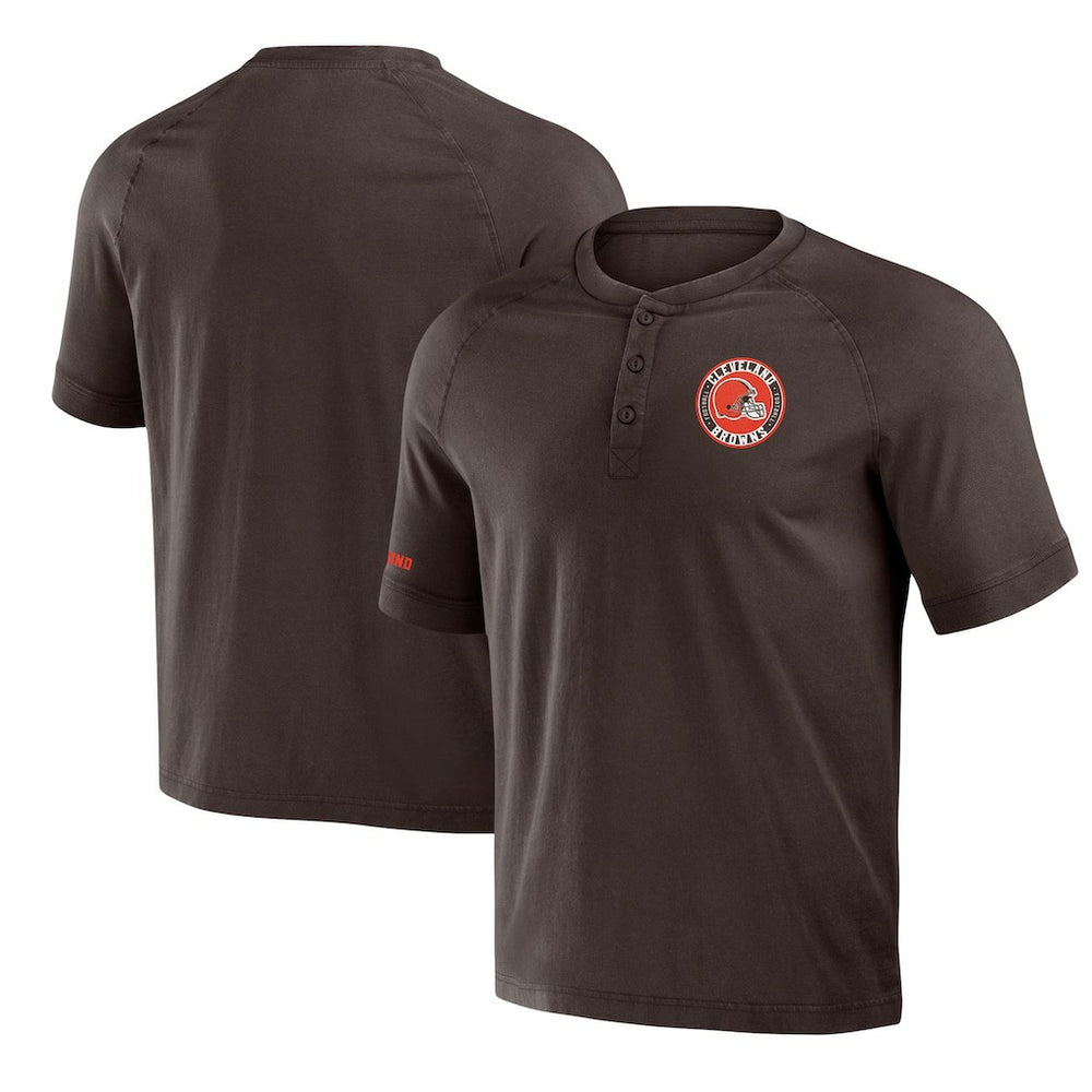 Fanatics Cleveland Browns NFL x Darius Rucker Collection Washed Raglan Henley T-Shirt Brown