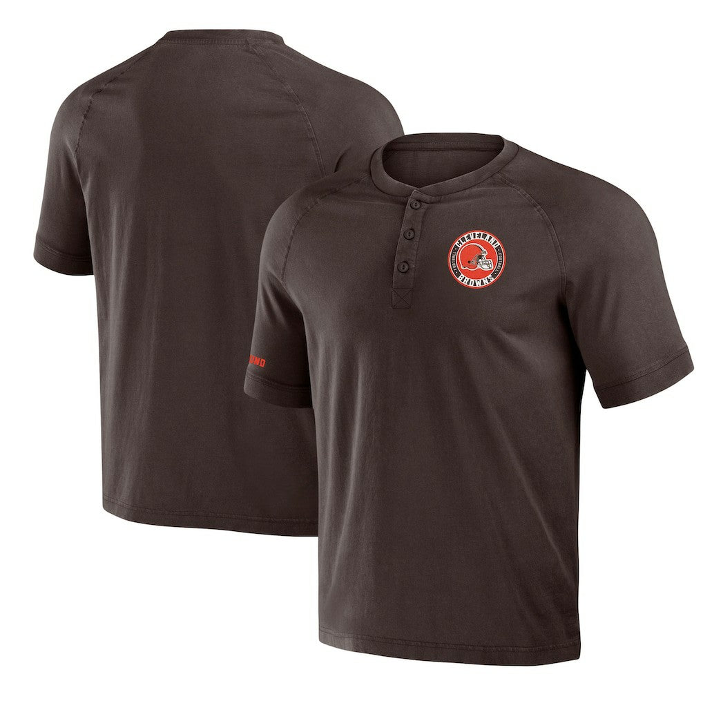 Fanatics Cleveland Browns NFL x Darius Rucker Collection Washed Raglan Henley T-Shirt Brown